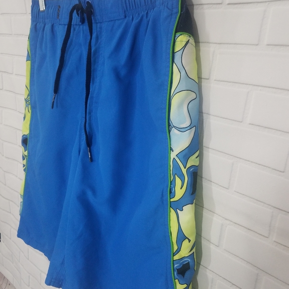 Nike Blue and Neon Swim Trunks - Picture 2 of 11